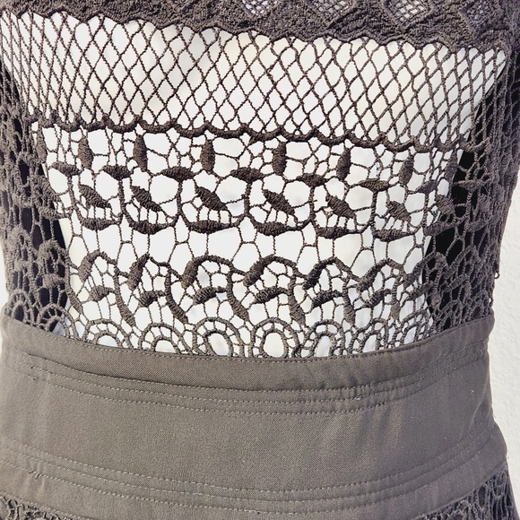 Lulumari Black See-through Front With Abstract Back Cut Out Mini Dress Size: S - Picture 3 of 12